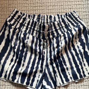 Athleta High Waist Navy and White Striped Shorts